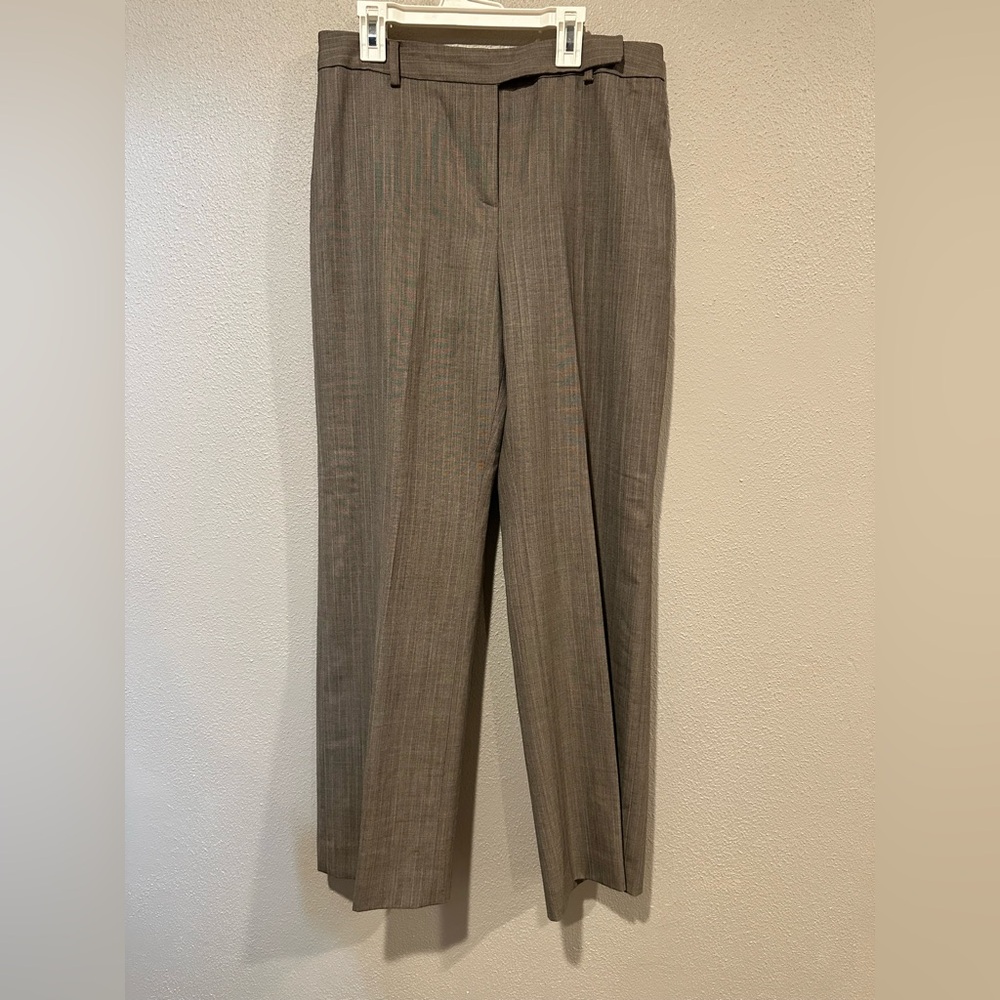 Ann Taylor LOFT Wool Taupe Herringbone Pants